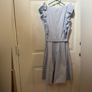 Tara Jarmon blue ruffled sleeve dress